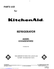 KitchenAid KSSS42DWW02 Parts List
