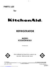 KitchenAid KSSS42MWX01 Parts List