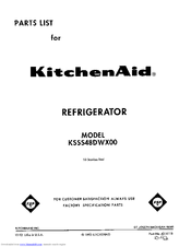 KitchenAid KSSS48DWX00 Parts List