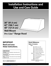 KitchenAid 42 Installation Instructions And Use And Care Manual