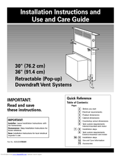 KitchenAid KPEU722M Installation Instructions And Use And Care Manual