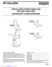 KitchenAid KHWG160 Series Installation Instructions And Use And Care Manual