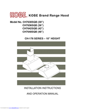 KOBE CH7642SQB Installation Instructions And Operation Manual