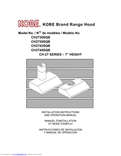 KOBE CH2748SQB Installation Instructions And Operation Manual