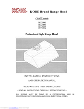 KOBE CH7730SQ Installation Instructions And Operation Manual