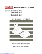 KOBE CH9642SQB Installation Instructions And Operation Manual