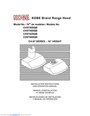KOBE CH9736SQB Installation Instructions And Operation Manual