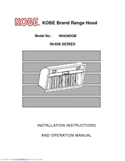 KOBE IN2636SQB Installation Instructions And Operation Manual
