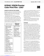 Kodak Vision Premier 2393 Technical Data Manual