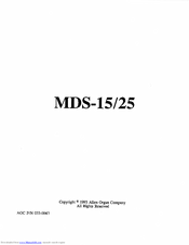 Allen Organ Company MDS-15 User Manual