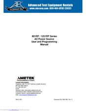 Ametek 801RP Series User And Programming Manual