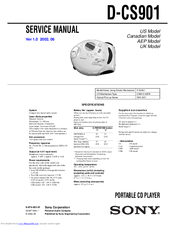 Sony D-CS901 - Portable Cd Player Service Manual
