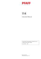 Pfaff 114 Instruction Manual