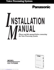 Panasonic KX-TVP200E Installation Instructions Manual