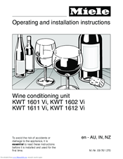 Miele KWT 1601 Vi Operating And Installation Instructions