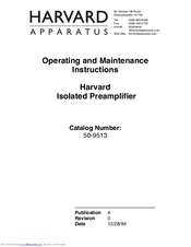 HARVARD 50-9513 Operating And Maintenance Instructions Manual
