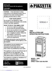 Piazzetta G963 Installation And Operating Instructions Manual