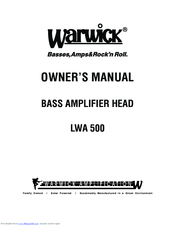 Warwick LWA 500 Owner's Manual
