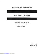 Decade TRC-800S Instruction Manual