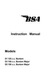 Bsa D1 125 c.c. Bantam Instruction Manual