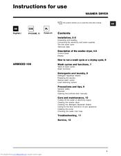 Hotpoint ARMXXD 109 Instructions For Use Manual