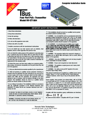 NVT NV-ET1804 Installation Manual