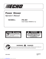 Echo PB-403 Operator's Manual