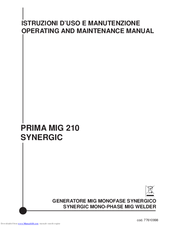 Prima MIG 210 SYNERGIC Operating Instructions Manual