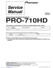 Pioneer PRO-710HD Service Manual