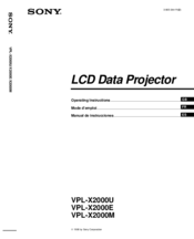 Sony VPL-X2000M Operating Instructions Manual