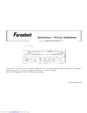 Farenheit TID-840 Installation/ Wiring Manuallines