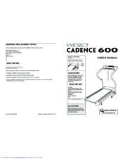 Weslo Cadence 600 Treadmill User Manual