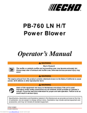 Echo PB-760 LN H Operator's Manual
