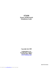 Versitron S72450 Installation Manual