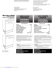 KitchenAid KUDC Series Installation Instructions Manual