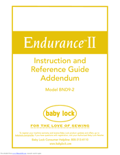 Baby Lock Endurance II BND9-2 Instruction And Reference Manual Addendum