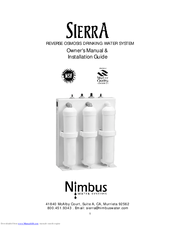 Nimbus Water Systems Sierra Owner's Manual & Installation Manual