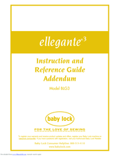 Baby Lock ellegante 3 BLG3 Instruction And Reference Manual Addendum