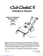 Cub Cadet 933R series Owner's Manual