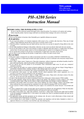 TDK-Lambda PH-A280 Series Instruction Manual
