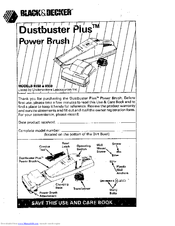 Black & Decker Dustbuster Plus 9338 Use And Care Book Manual