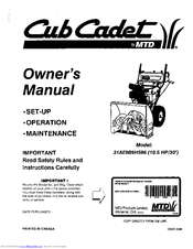 Cub Cadet 31AE9B6H596 Owner's Manual