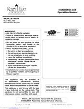 kozy heat NICOLLET-195S NCL-195S Installation And Operation Manual