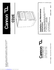 Cannon CD2E Installation And Maintenance Instructions Manual