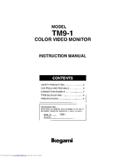 Ikegami TM9-1 Instruction Manual