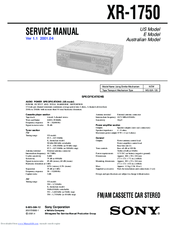 Sony XR-1750 Service Manual