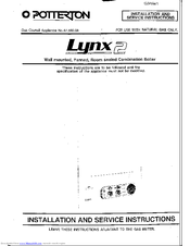 Potterton Lynx 2 Installation And Service Instructions Manual