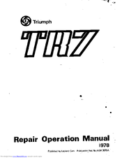 Triumph TR7 Repair Operation Manual
