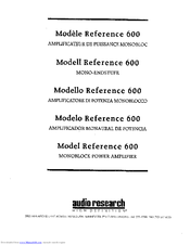 Audio Research 600 Owner's Manual