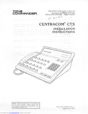Tone Commander Centracom CTX Installation Instructions Manual